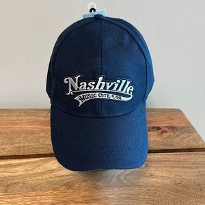 NASHVILLE Music City USA blue and white embroidered adjustable baseball cap hat